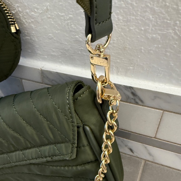 Olive Green handbag with pouch by Urban expressions can be made a bum bag - Picture 7 of 8